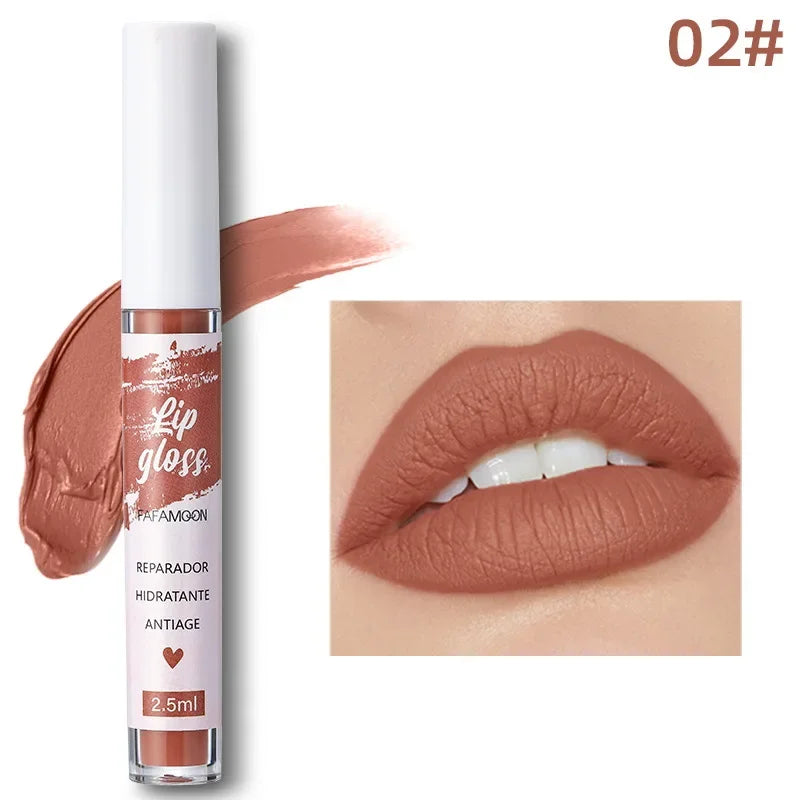 Rose Red Matte Liquid Lipstick Makeup Lip Glaze Moisturizing Waterproof Durable Lip Mud Non-Stick Cup Lip Gloss Makeup Korean