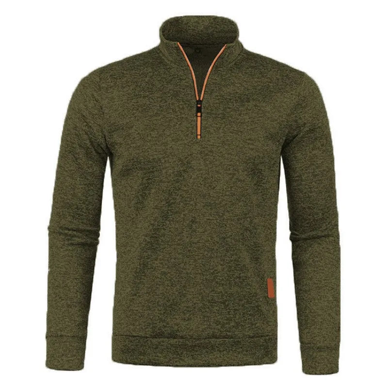 Autumn Men'S Half Zipper Sweatshirts Long Sleeve Solid Color Pullover Turtleneck Streetwear Winter Warm Jacket Sport Coats