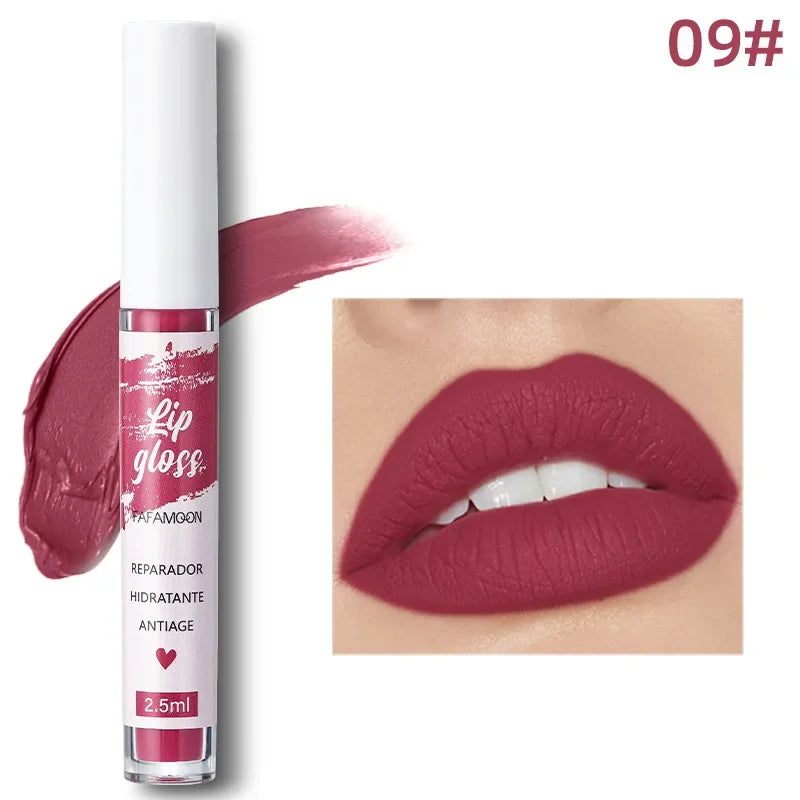 Rose Red Matte Liquid Lipstick Makeup Lip Glaze Moisturizing Waterproof Durable Lip Mud Non-Stick Cup Lip Gloss Makeup Korean