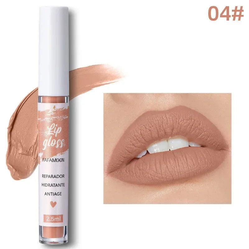 Rose Red Matte Liquid Lipstick Makeup Lip Glaze Moisturizing Waterproof Durable Lip Mud Non-Stick Cup Lip Gloss Makeup Korean