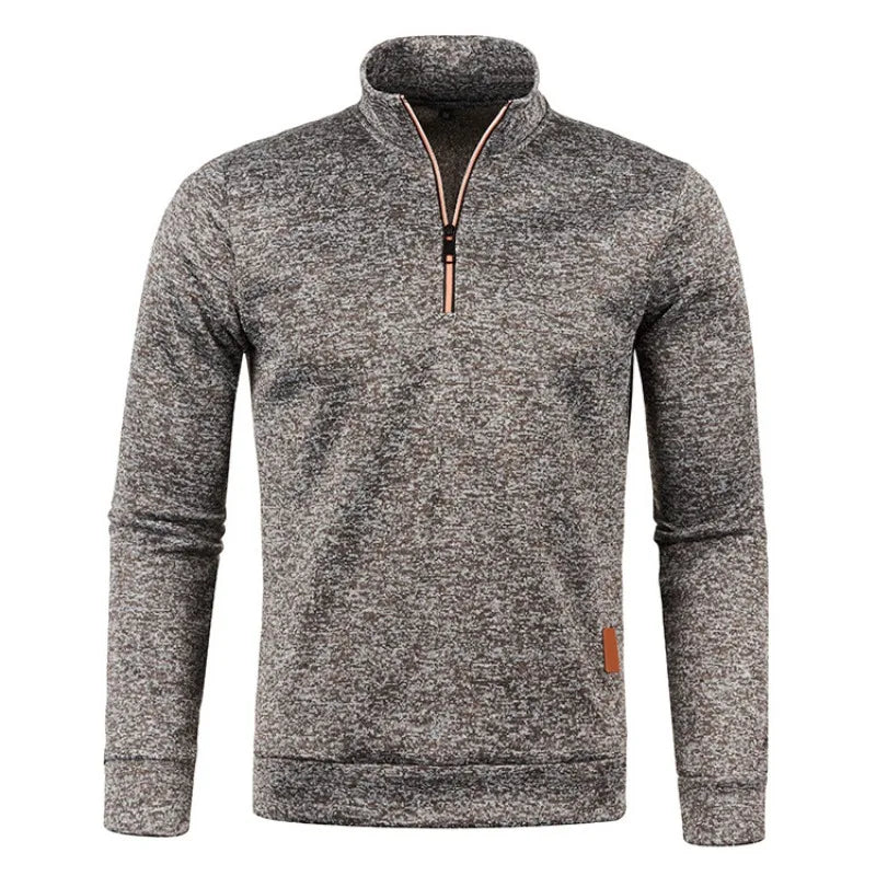 Autumn Men'S Half Zipper Sweatshirts Long Sleeve Solid Color Pullover Turtleneck Streetwear Winter Warm Jacket Sport Coats