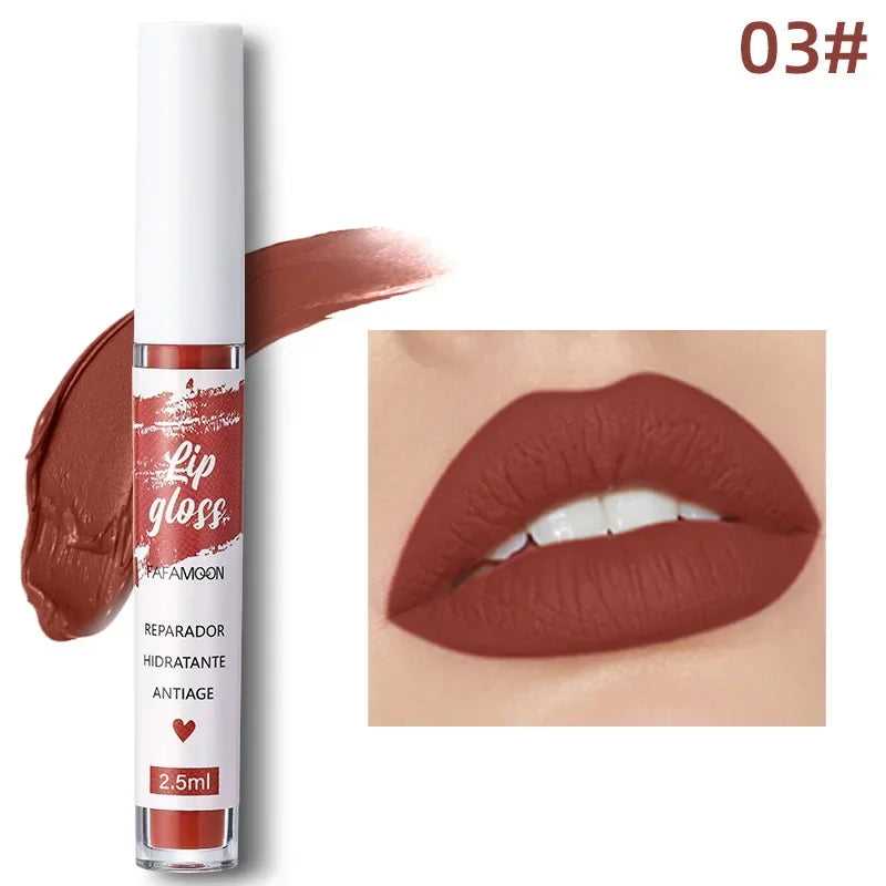 Rose Red Matte Liquid Lipstick Makeup Lip Glaze Moisturizing Waterproof Durable Lip Mud Non-Stick Cup Lip Gloss Makeup Korean