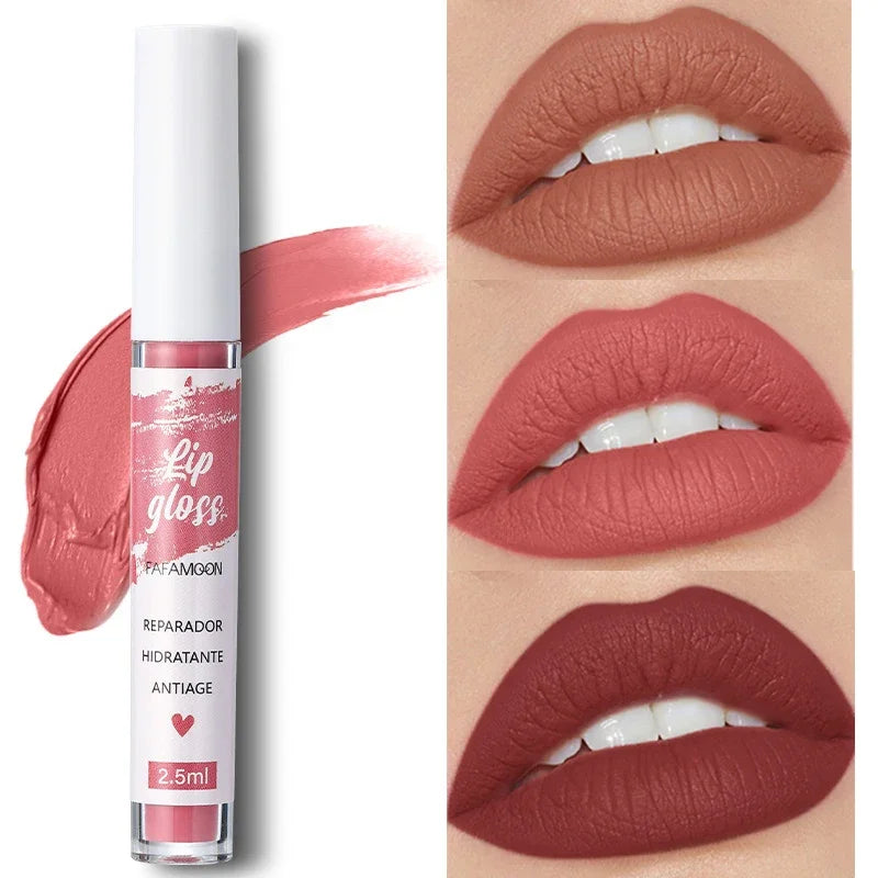 Rose Red Matte Liquid Lipstick Makeup Lip Glaze Moisturizing Waterproof Durable Lip Mud Non-Stick Cup Lip Gloss Makeup Korean