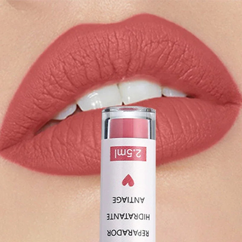 Rose Red Matte Liquid Lipstick Makeup Lip Glaze Moisturizing Waterproof Durable Lip Mud Non-Stick Cup Lip Gloss Makeup Korean