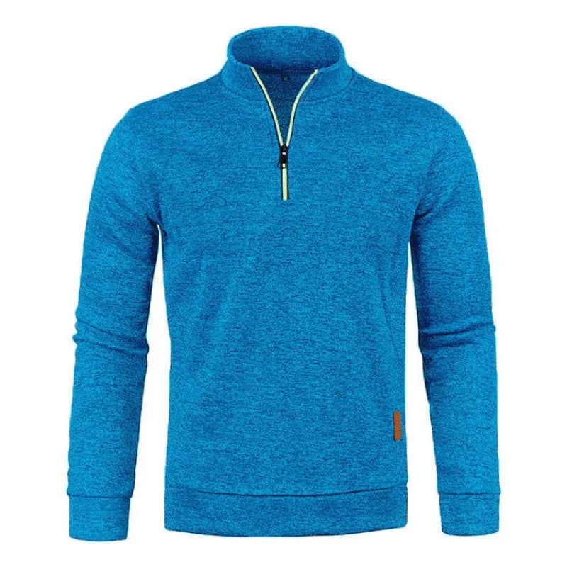 Autumn Men'S Half Zipper Sweatshirts Long Sleeve Solid Color Pullover Turtleneck Streetwear Winter Warm Jacket Sport Coats