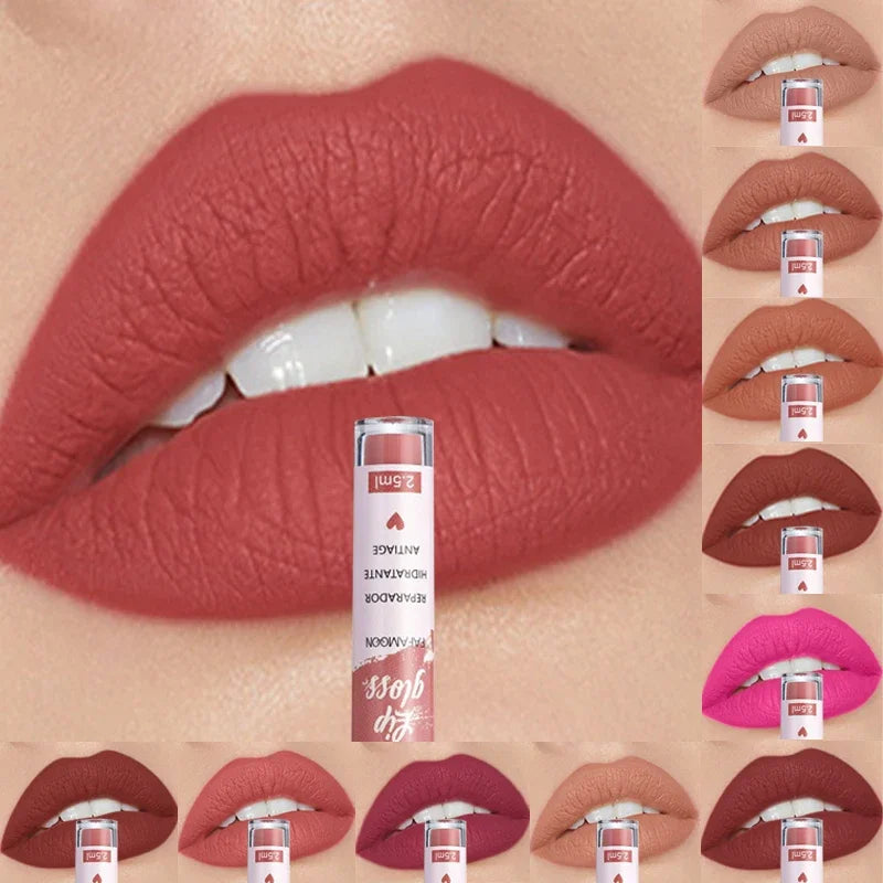 Rose Red Matte Liquid Lipstick Makeup Lip Glaze Moisturizing Waterproof Durable Lip Mud Non-Stick Cup Lip Gloss Makeup Korean