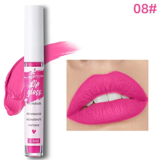 Rose Red Matte Liquid Lipstick Makeup Lip Glaze Moisturizing Waterproof Durable Lip Mud Non-Stick Cup Lip Gloss Makeup Korean