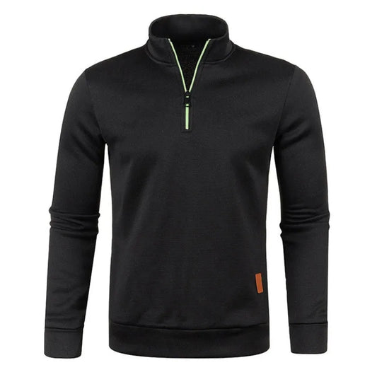 Autumn Men'S Half Zipper Sweatshirts Long Sleeve Solid Color Pullover Turtleneck Streetwear Winter Warm Jacket Sport Coats