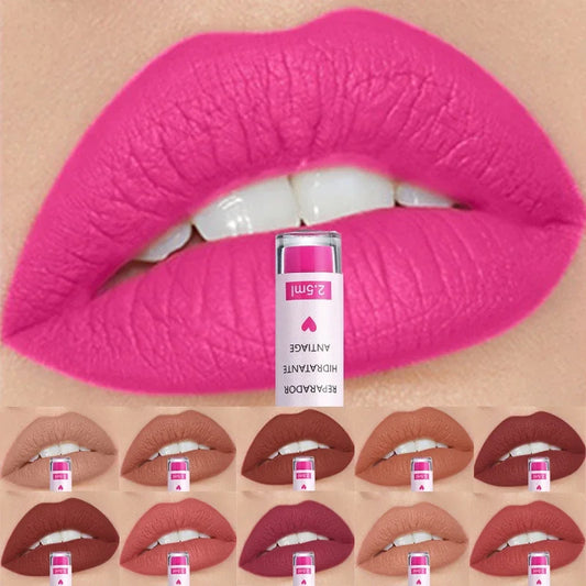 Rose Red Matte Liquid Lipstick Makeup Lip Glaze Moisturizing Waterproof Durable Lip Mud Non-Stick Cup Lip Gloss Makeup Korean